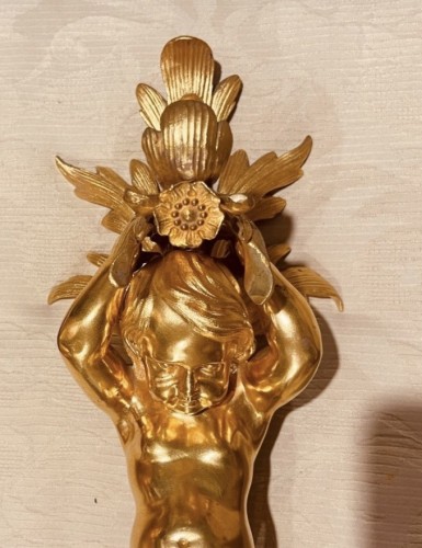 Pair of wall sconces in gilt bronze, late 19th century. - Lighting Style Napoléon III