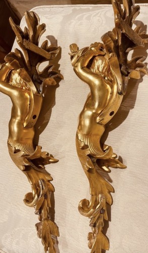 Pair of wall sconces in gilt bronze, late 19th century. - Napoléon III