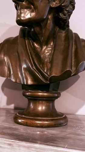 Buste de Voltaire , fonte de Barbedienne - Galerie Leroy