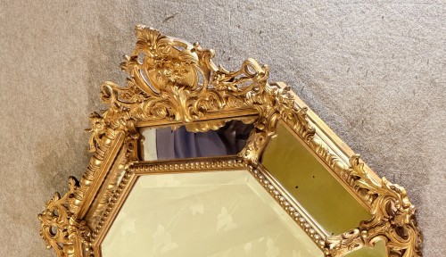 Miroir à parcloses Napoléon III en bois doré - Miroirs, Trumeaux Style Napoléon III