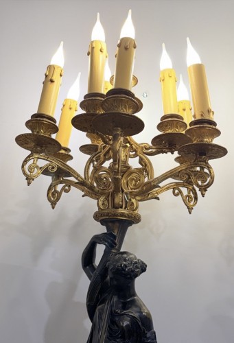 Luminaires Lampe - Monumentale paire de candélabres à 10 feux de lumière fin XIXe