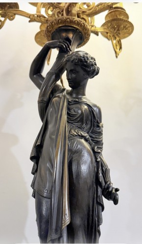 Monumentale paire de candélabres à 10 feux de lumière fin XIXe - Napoléon III