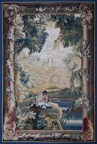 Pastoral Gallant Scene – Aubusson Tapestry, 18th Century