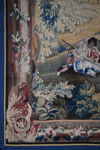 18th century - Pastoral Gallant Scene – Aubusson Tapestry, 18th Century