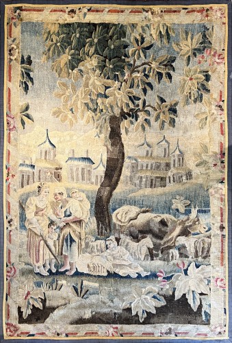 Idyllic Pastoral Scene - Aubusson Manufacture Tapestry, 18th Century