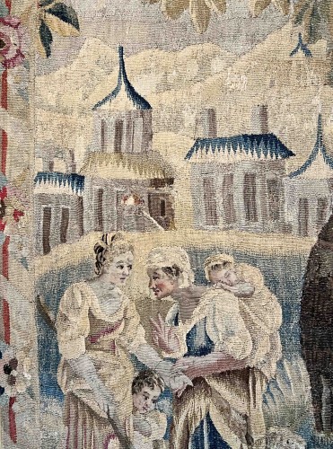 Scène pastorale idyllique - Tapisserie de la Manufacture d'Aubusson XVIIIe siècle - Galerie Lissier