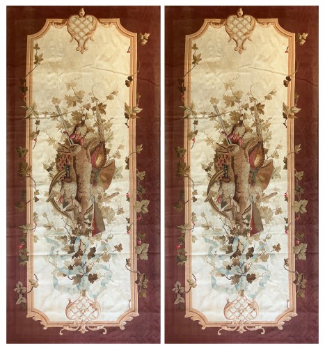Hunting Scene - Pair of tapestry doors from the Aubusson factory