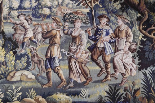 pastoral scene - Aubusson Manufacture Tapestry, 19th century - 