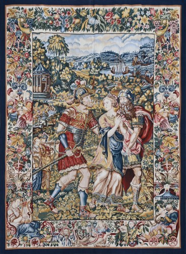 L’enlèvement d’Hélène par Pâris - Tapisserie d'Aubusson fin XIXe siècle 