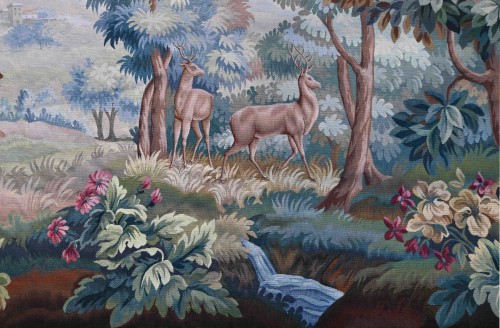 Tapisserie & Tapis Tapisserie - Tapisserie Verdure Aubusson - Couple cervidés dans un sous bois