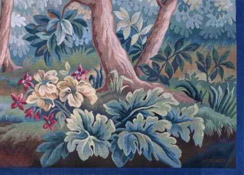Tapisserie Verdure Aubusson - Couple cervidés dans un sous bois - Galerie Lissier