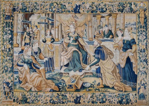 Flemish tapestry, 17th century - The Refusal of Vashti and the Ascension of