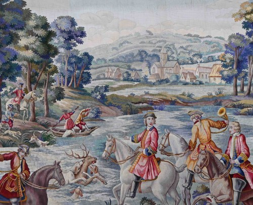  - Aubusson Tapestry - Hunting Scene Under Louis XV
