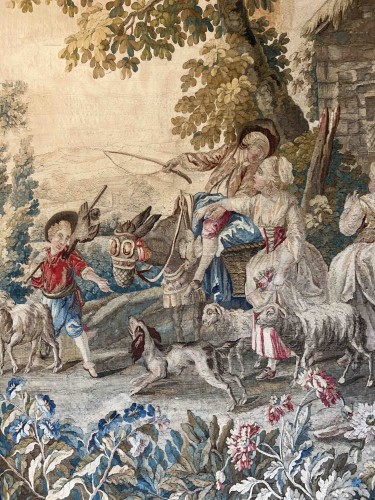 Tapestry depicting a pastoral scene, Royal Aubusson Manufactory, 18th centu - Tapestry & Carpet Style 