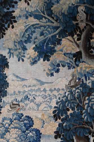 Verdure with Owl - Tapestry, Flemish Manufactory, 17th Century - Tapestry & Carpet Style 