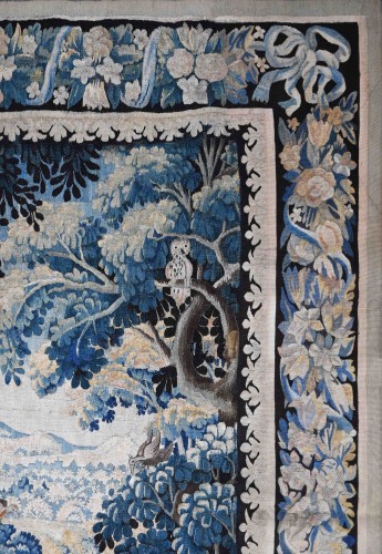 17th century - Verdure with Owl - Tapestry, Flemish Manufactory, 17th Century