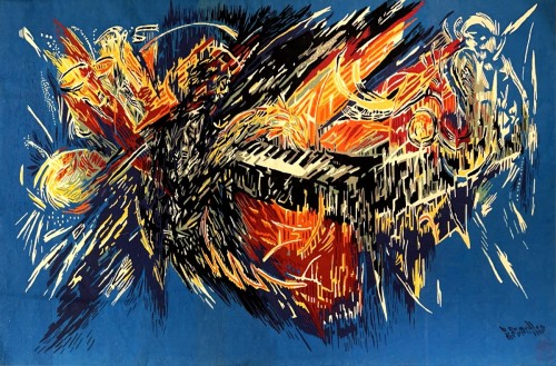 Aubusson tapestry, Robert Bouquillon (1923-2013) - The Angel of Music