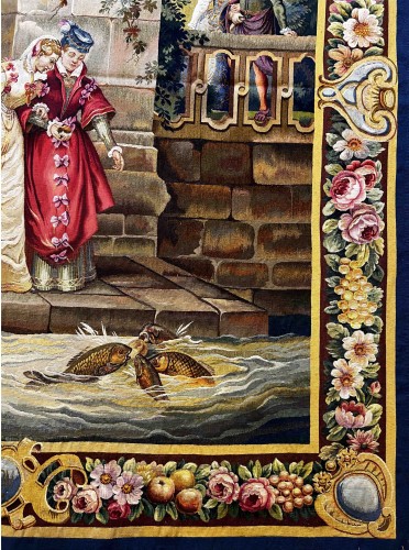 Antiquités - Aubusson tapestry, 19th century - The Carp of Fontainebleau