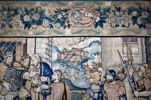 XVIIe siècle - Tapisserie de la Manufacture des Flandres XVIIe siècle, David présenté au roi Saül