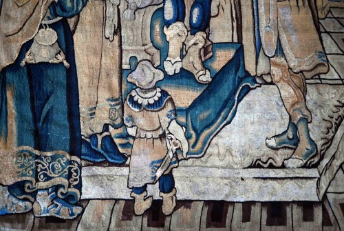 Antiquités - Tapisserie de la Manufacture des Flandres XVIIe siècle, David présenté au roi Saül