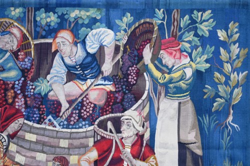 Tapisserie Vendange, Manufacture Aubusson 19e.siècle - certifiée Henri-François FAUREAU - Tapisserie & Tapis Style 