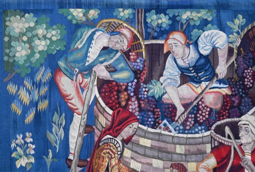 Tapisserie Vendange, Manufacture Aubusson 19e.siècle - certifiée Henri-François FAUREAU - Galerie Lissier