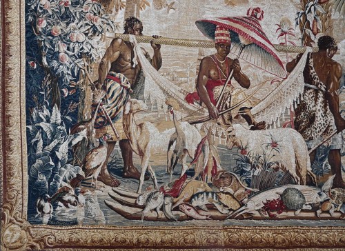 Tapestry & Carpet  - Tapestry signed from the Rambouillet workshop, The King Carried - Indian Ta