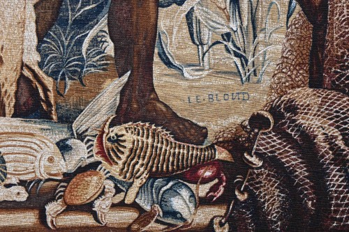 Antiquités - Tapestry signed from the Rambouillet workshop, The King Carried - Indian Ta