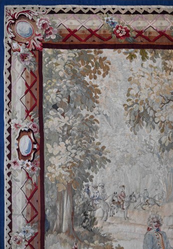 XIXe siècle - Tapisserie d'Aubusson, La Promenade Aristocratique