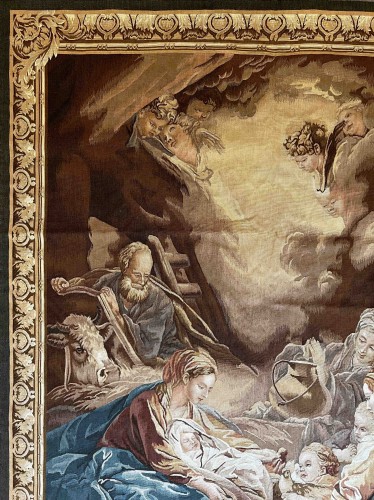 Tapisserie d'Aubusson, La scène de la naissance de Jésus-Christ - Galerie Lissier