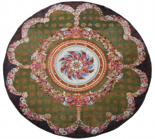 Tapis d’d'Aubusson circulaire d'poque Empire, XIXe Siècle