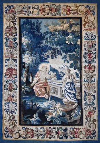 Tapisserie Aubusson XVIIe siècle - Jesus et la Samaritaine