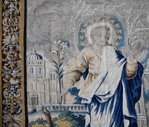 Tapisserie des Flandres XVIIe siècle - Un grand signe apparut dans le ciel, livre Apocalypse 12 - Tapisserie & Tapis Style 