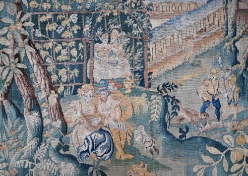 Court Scene - Tapestry from the Flemish Manufactory Circa 1600 - 