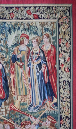 19th century - Bathsheba Invited by King David - 19th Century Medieval Tapestry