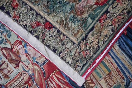 Antiquités - Bathsheba Invited by King David - 19th Century Medieval Tapestry