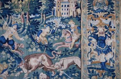 Tapisserie de la manufacture des Flandres XVIIe siècle - scène de chasse - Tapisserie & Tapis Style Louis XIII