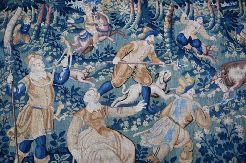 Tapisserie de la manufacture des Flandres XVIIe siècle - scène de chasse - Galerie Lissier