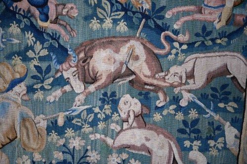Tapisserie de la manufacture des Flandres XVIIe siècle - scène de chasse - Louis XIII