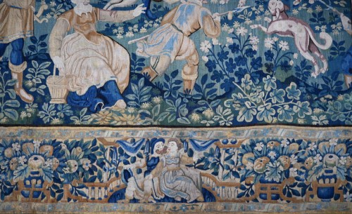 Antiquités - Tapisserie de la manufacture des Flandres XVIIe siècle - scène de chasse