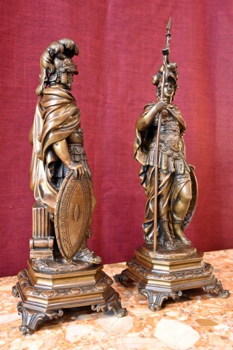Sculpture  - Pair of 19th-century patinated bronze figures after François Girardon