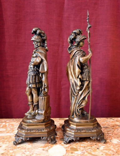 19th century - Pair of 19th-century patinated bronze figures after François Girardon
