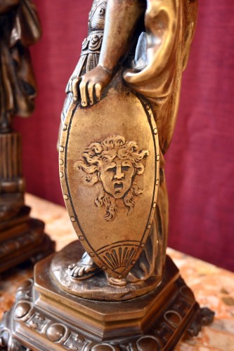 Napoléon III - Pair of 19th-century patinated bronze figures after François Girardon