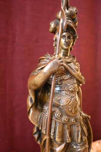 Antiquités - Pair of 19th-century patinated bronze figures after François Girardon