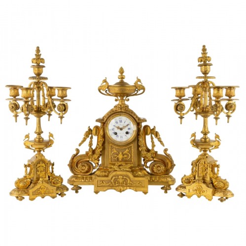 Garniture de cheminée en bronze doré
