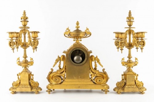  - Gilt-bronze mantel set
