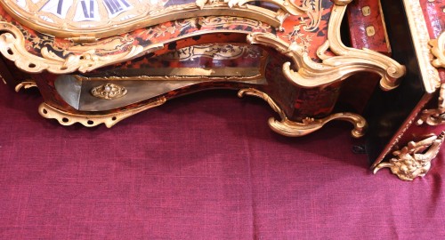 Antiquités - Pendule de cheminée en bronze doré et porcelaine fin du XIXe siècle