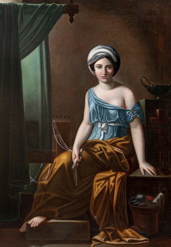 Émilie Bounieu (1767 - 1831) - Hélène occupée à broder voit arriver Laodicé