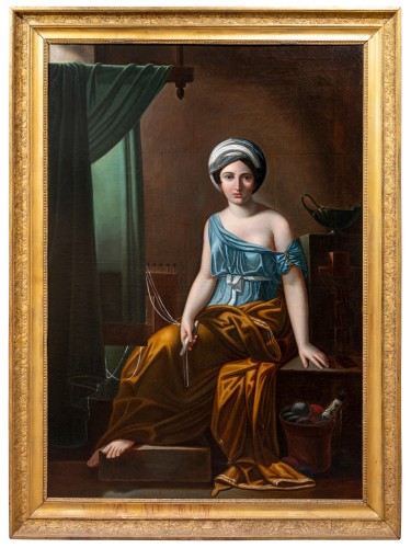 Émilie Bounieu (1767 - 1831) - Hélène occupée à broder voit arriver Laodicé - Galerie Magdeleine