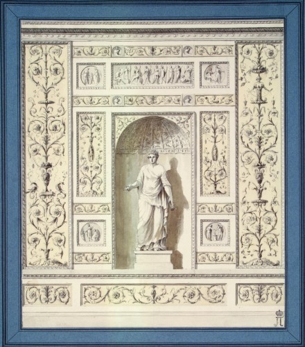 Tableaux et dessins Dessin, Aquarelle & Pastel - Charles-Louis Clérisseau (1721 - 1820) - Projet de décor pour Catherine II de Russie